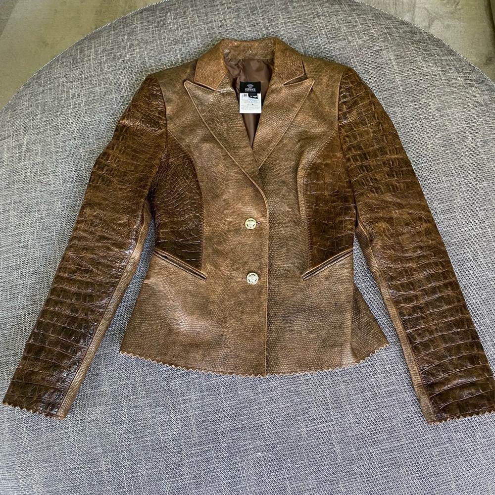 Versace crocodile jacket  brown